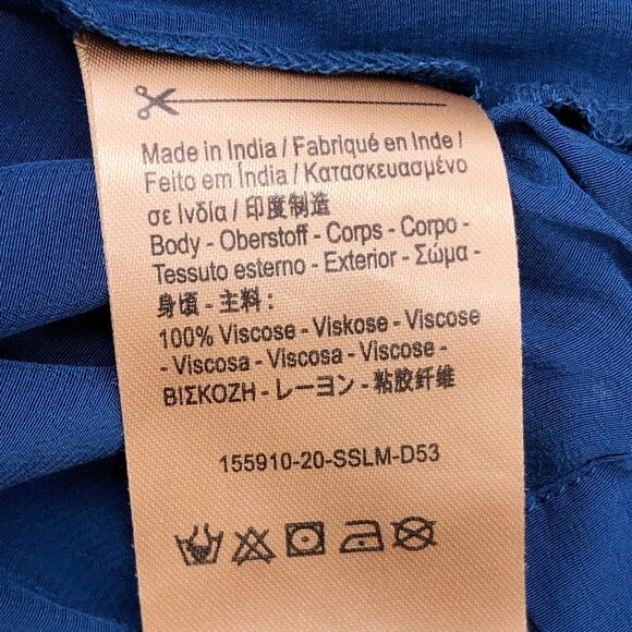 Scotch & Soda Blouse Womens S Blue Viscose Twist Front Mock Neck Long Sleeve - Picture 14 of 16